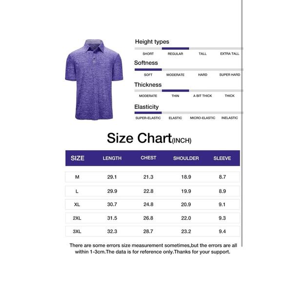GEEK LIGHTING Polo Shirt Men Golf‎ Collared Short Sleeve Heathered Purple XXL - Picture 5 of 7